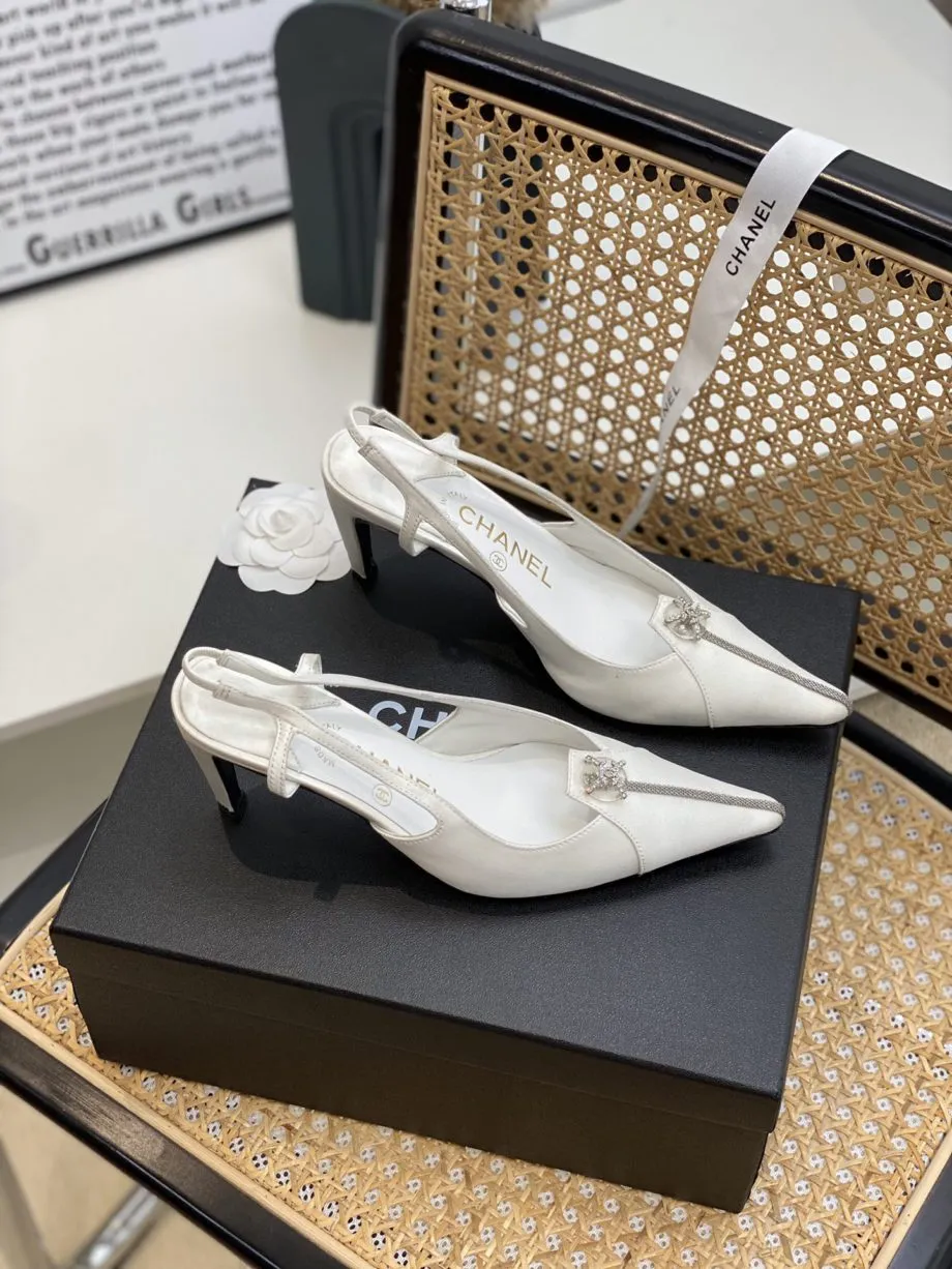 CHL Women's Pumps Heels Satin White For Women 3in/7.6cm