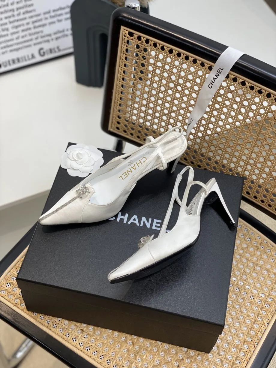 CHL Women's Pumps Heels Satin White For Women 3in/7.6cm