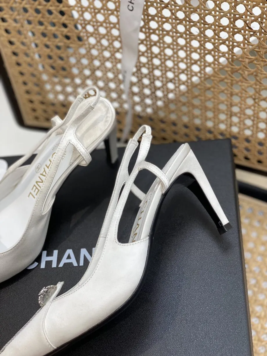 CHL Women's Pumps Heels Satin White For Women 3in/7.6cm