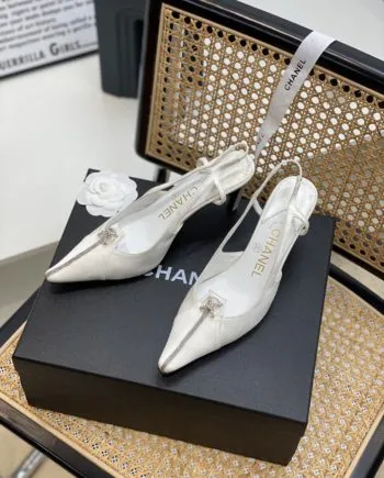 CHL Women's Pumps Heels Satin White For Women 3in/7.6cm