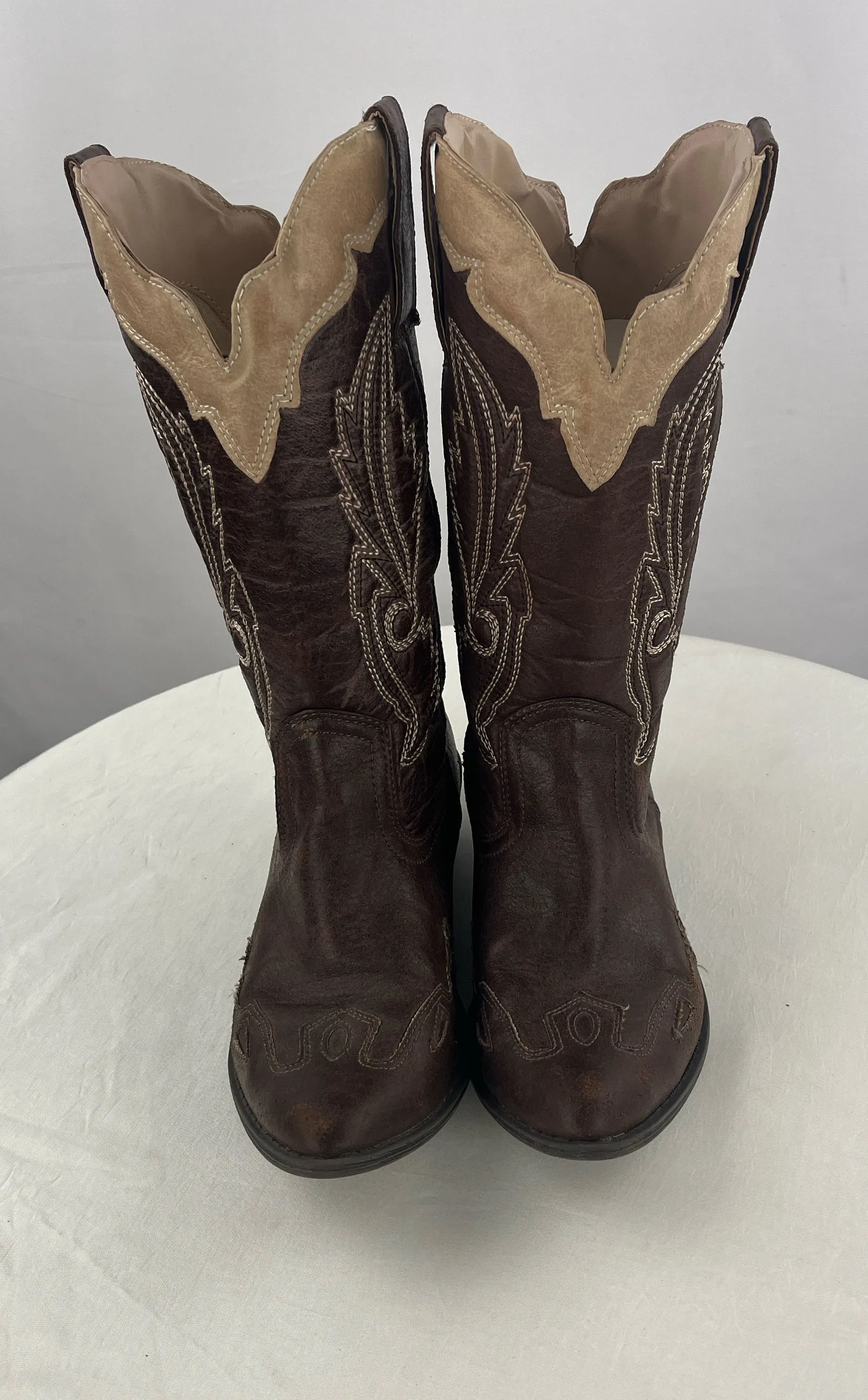 Coconuts Cimmaron Women's Brown Faux Leather Western Cowgirl Boots Size 7M