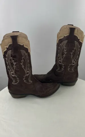 Coconuts Cimmaron Women's Brown Faux Leather Western Cowgirl Boots Size 7M