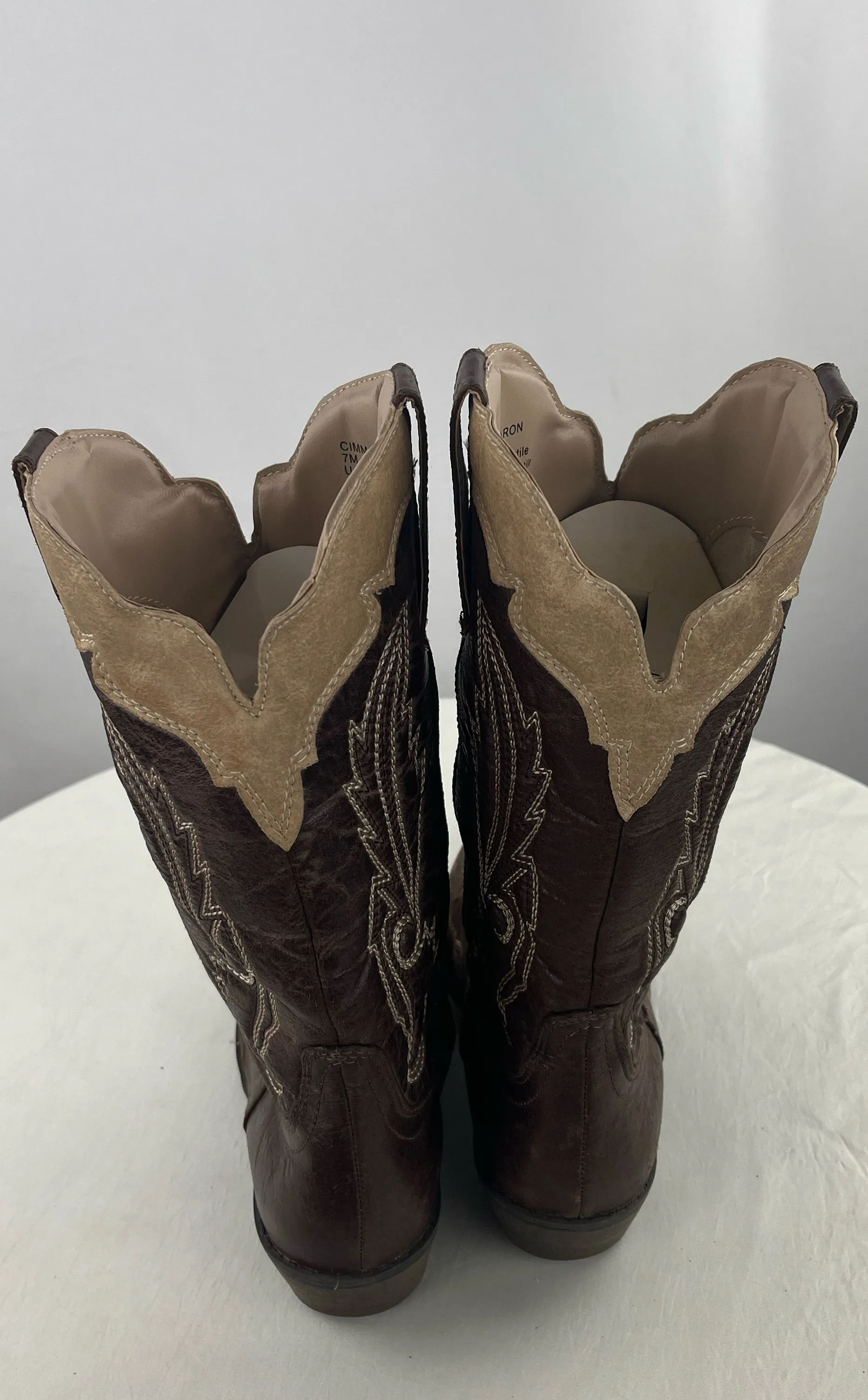 Coconuts Cimmaron Women's Brown Faux Leather Western Cowgirl Boots Size 7M