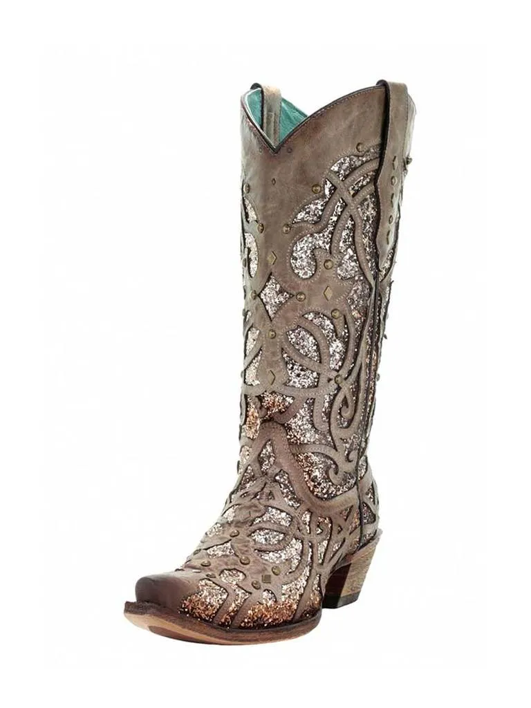 Corral Orix Glittered Inlay and Studs Snip Toe Style C3331
