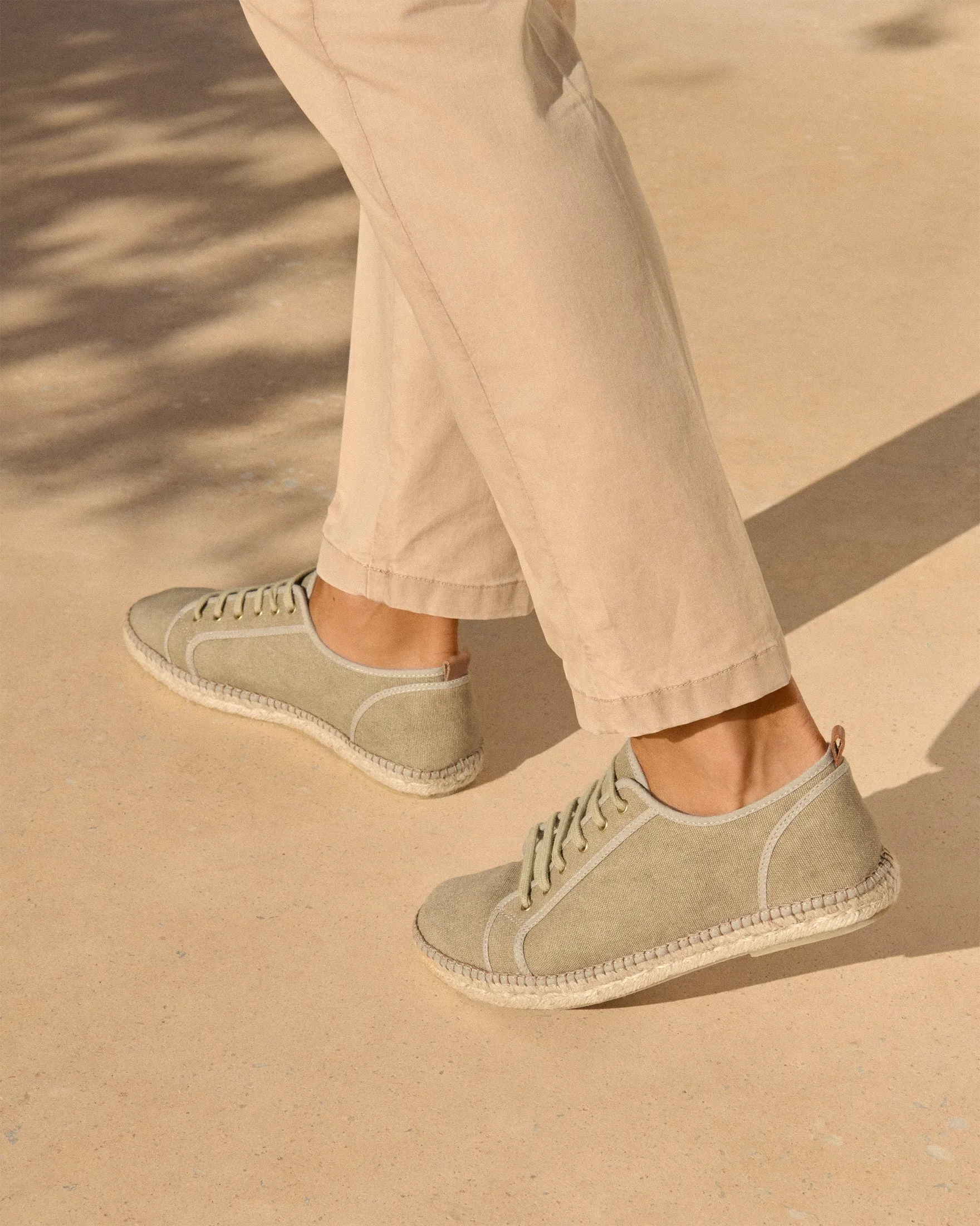 Cotton Canvas Lace-Up Espadrilles - Z30SH - Yucatán Kaki Green