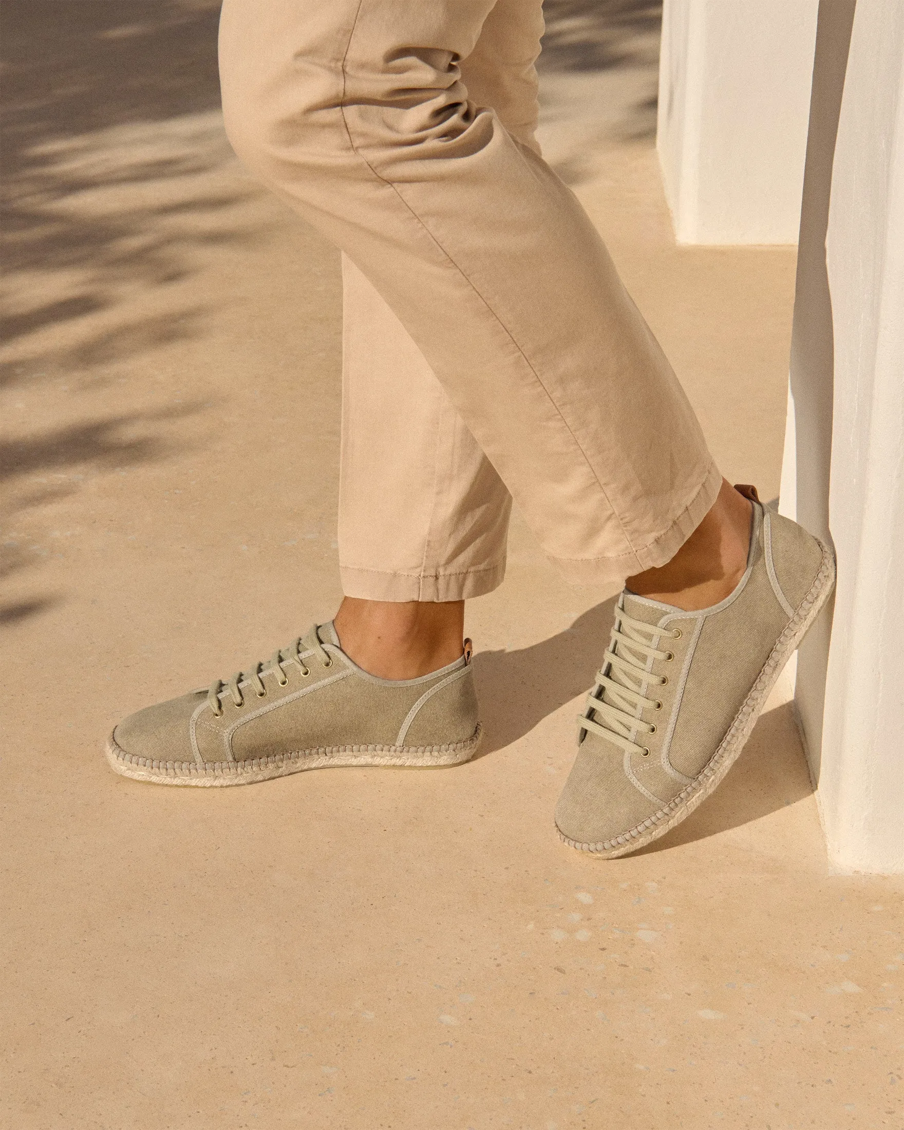 Cotton Canvas Lace-Up Espadrilles - Z30SH - Yucatán Kaki Green