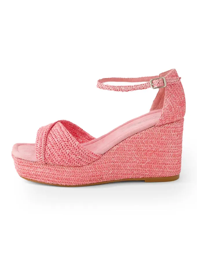 Cotton Raffia Wedges Pink