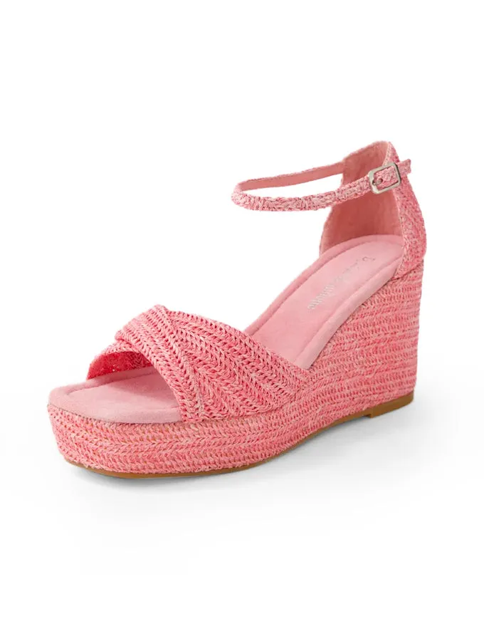 Cotton Raffia Wedges Pink
