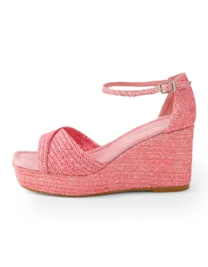 Cotton Raffia Wedges Pink