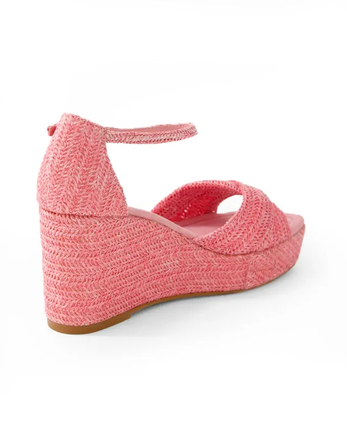 Cotton Raffia Wedges Pink