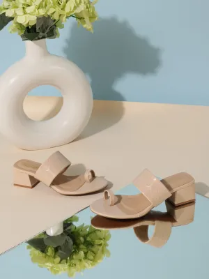 Cream Patent Textured Slip On Sandals (TC-RLST20-CRM)