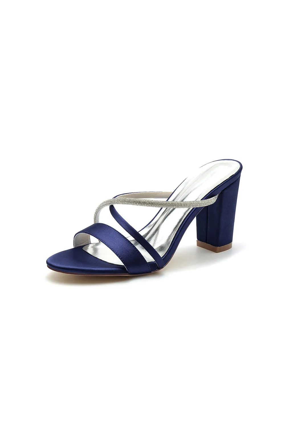 Cross Strap Open Toe High Heels With Rhinestone