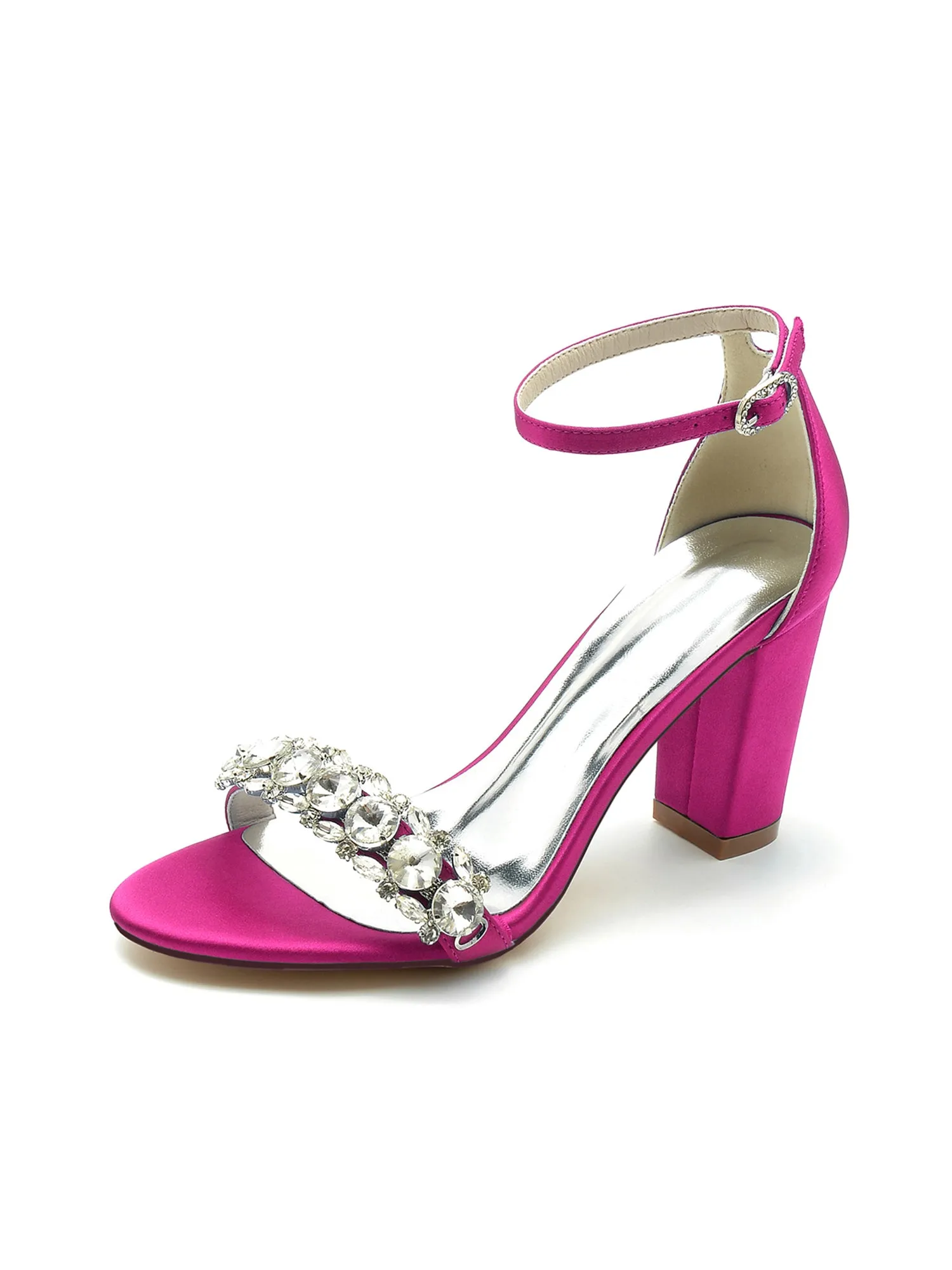 Crystal Embellished Open Toe Ankle Strap Pumps