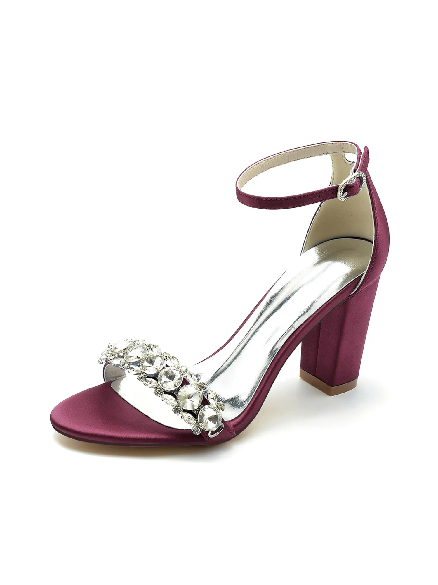 Crystal Embellished Open Toe Ankle Strap Pumps