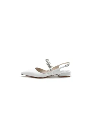 Crystal Strap Pointed Toe Low Heels