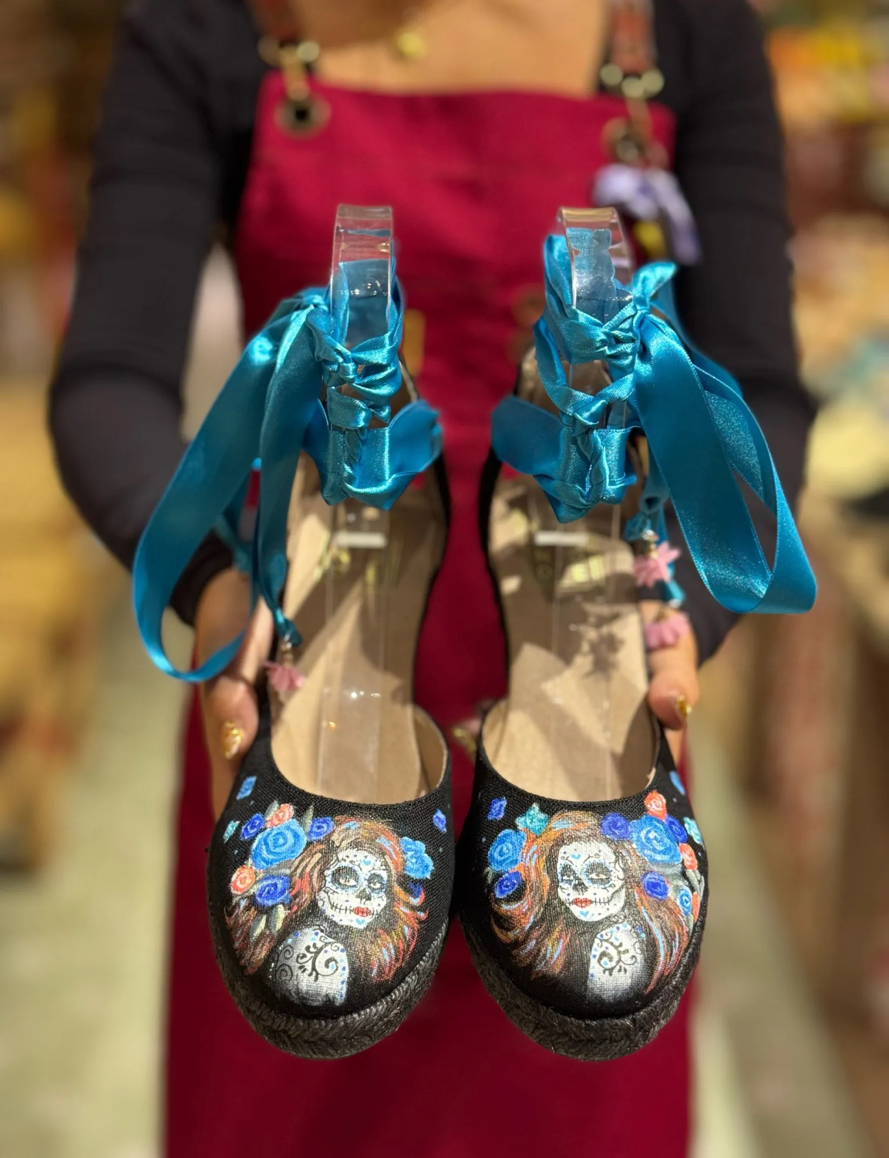 Custom-made Espadrilles High Heel Dia de los Muertos