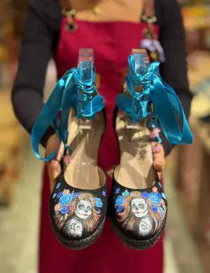 Custom-made Espadrilles High Heel Dia de los Muertos