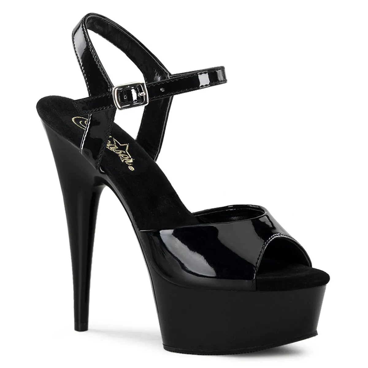 Delight-609 Black Patent, 6" Heels (Speed Heels)