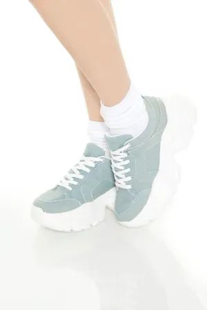 Denim Low-Top Platform Sneakers