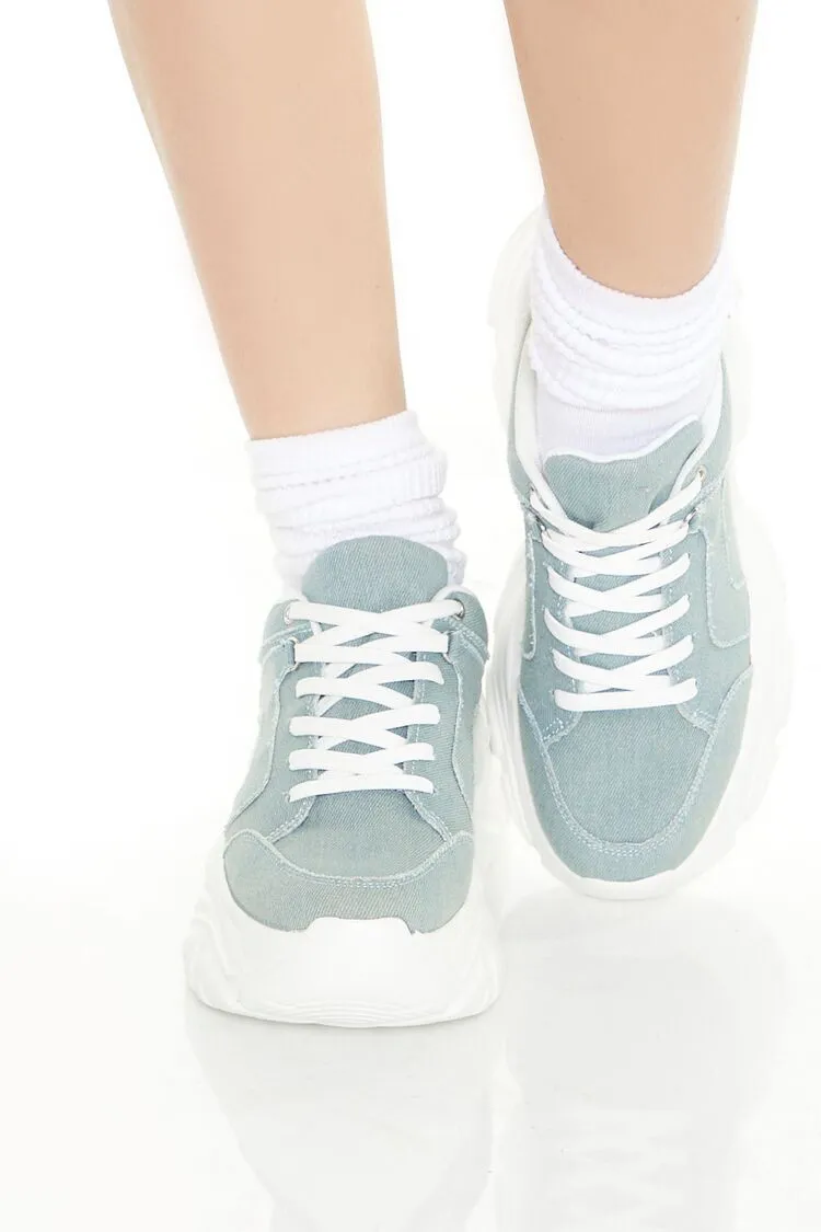Denim Low-Top Platform Sneakers