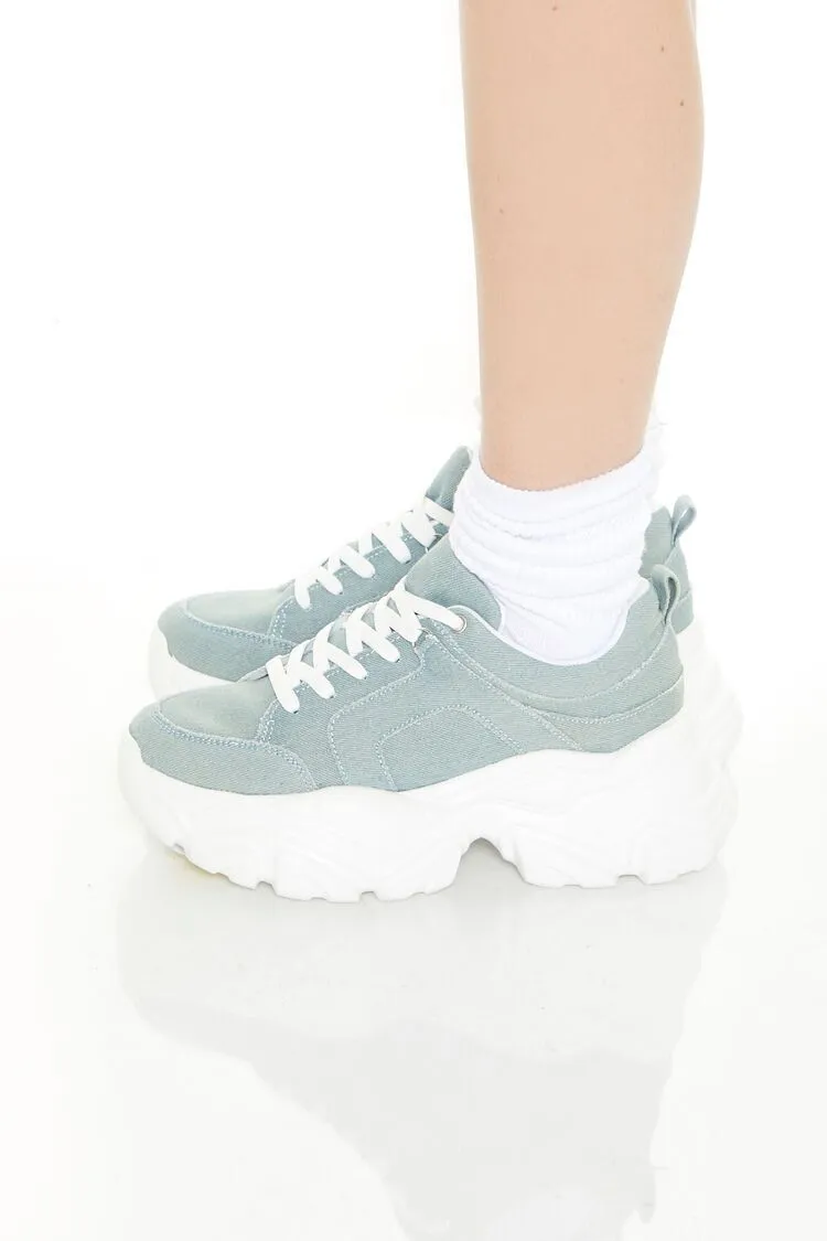 Denim Low-Top Platform Sneakers