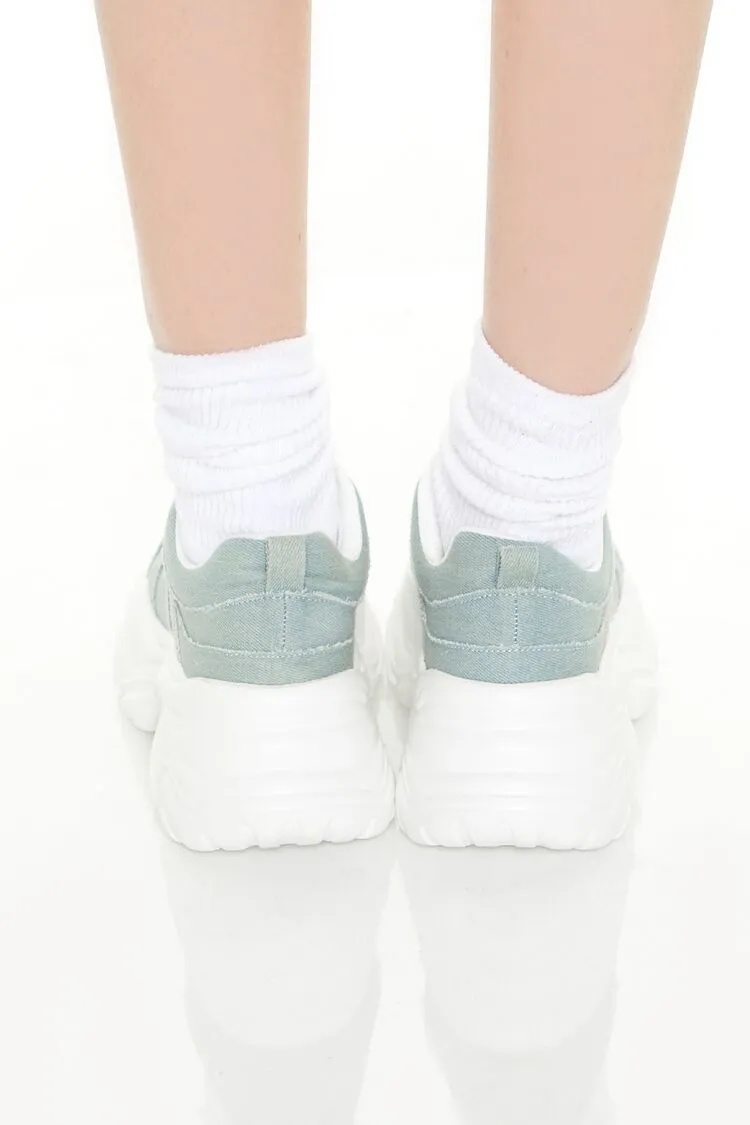 Denim Low-Top Platform Sneakers
