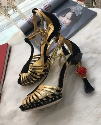 DolGa Pumps Gold/Balck For Women DG Shoes