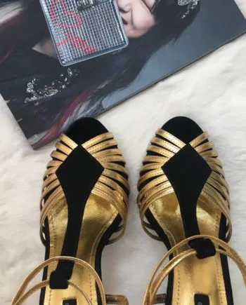 DolGa Pumps Gold/Balck For Women DG Shoes