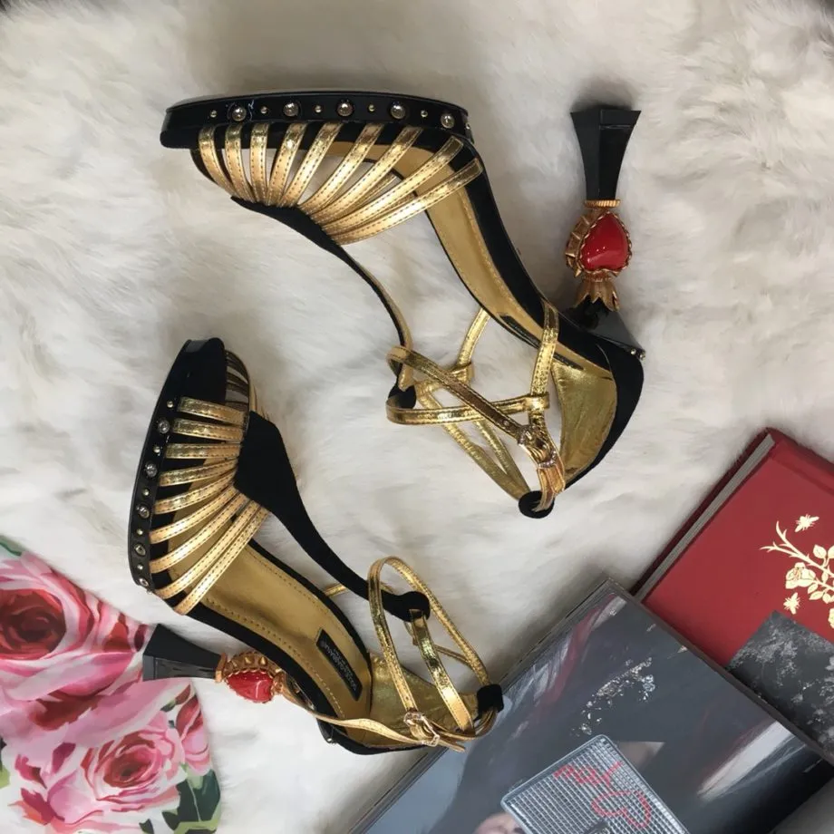 DolGa Pumps Gold/Balck For Women DG Shoes