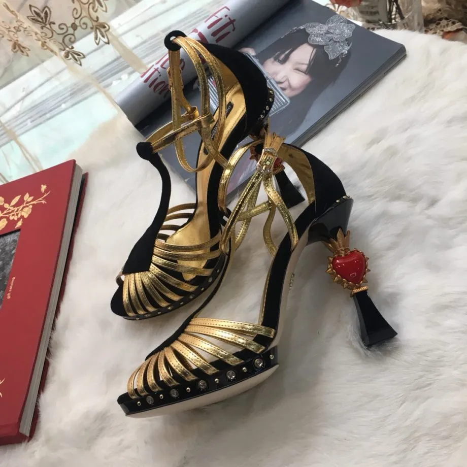 DolGa Pumps Gold/Balck For Women DG Shoes