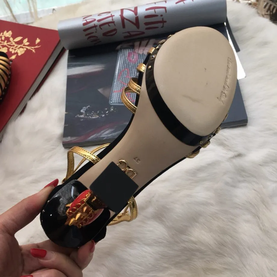 DolGa Pumps Gold/Balck For Women DG Shoes