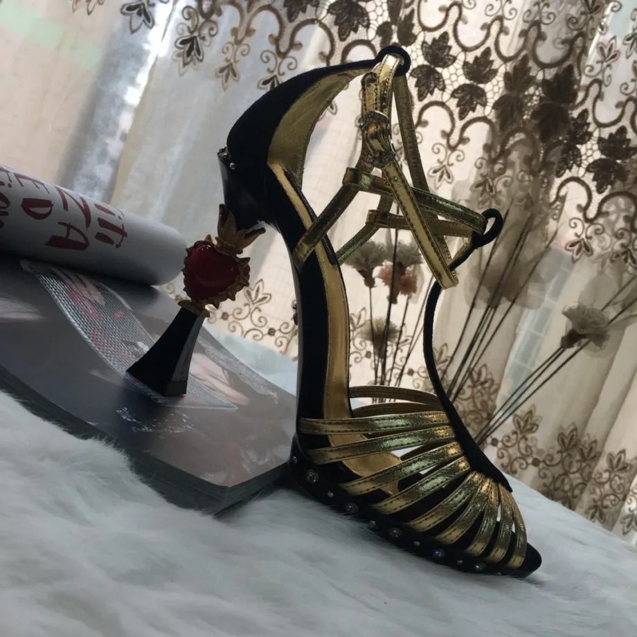 DolGa Pumps Gold/Balck For Women DG Shoes
