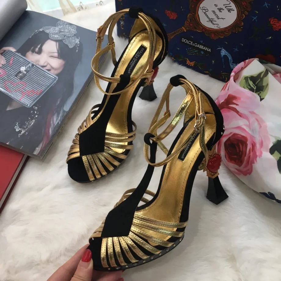 DolGa Pumps Gold/Balck For Women DG Shoes