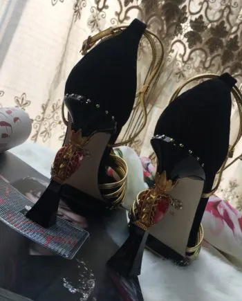 DolGa Pumps Gold/Balck For Women DG Shoes