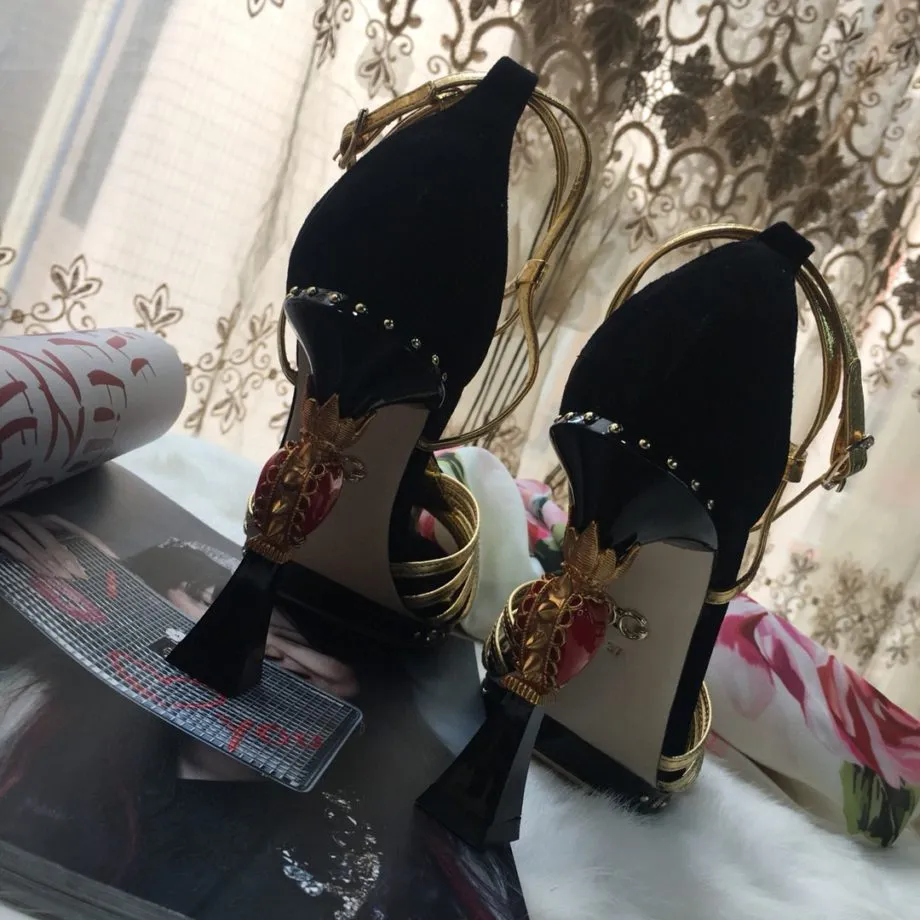 DolGa Pumps Gold/Balck For Women DG Shoes