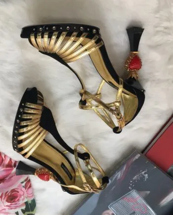 DolGa Pumps Gold/Balck For Women DG Shoes