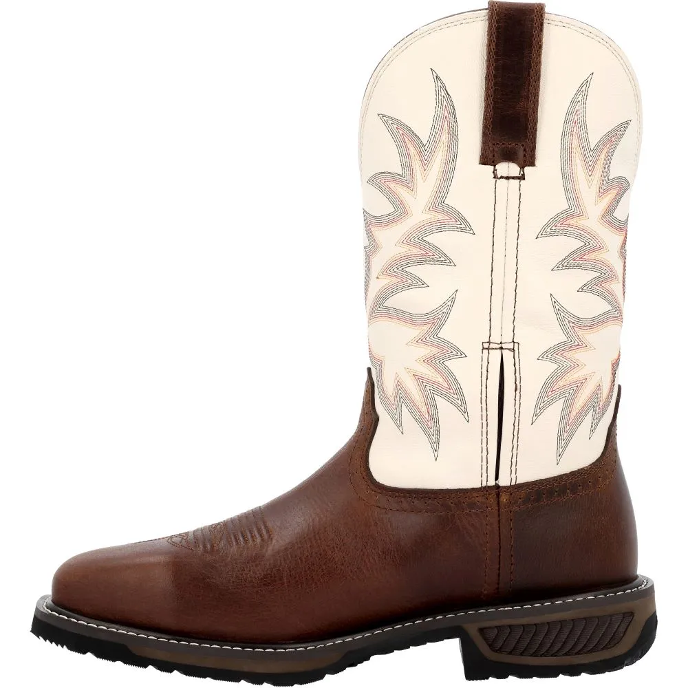 'Durango' Men's 11" WorkHorse™ Western Steel Toe - Chocoloate / Bone