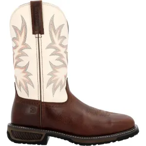 'Durango' Men's 11" WorkHorse™ Western Steel Toe - Chocoloate / Bone