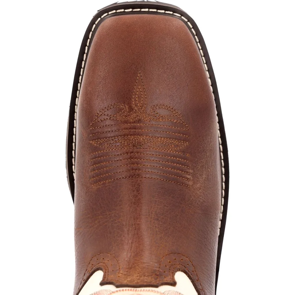 'Durango' Men's 11" WorkHorse™ Western Steel Toe - Chocoloate / Bone