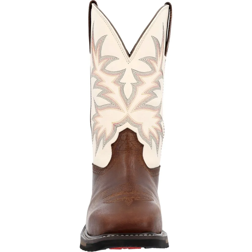 'Durango' Men's 11" WorkHorse™ Western Steel Toe - Chocoloate / Bone