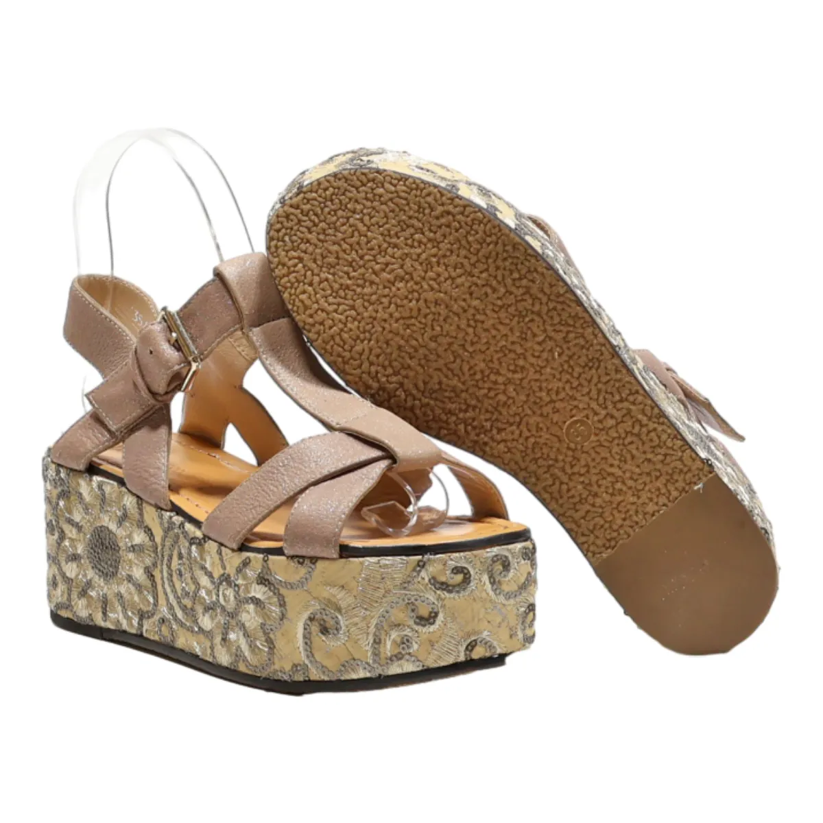 ELVIO ZANON Wedge Heels Beige Synthetic Womens UK 2