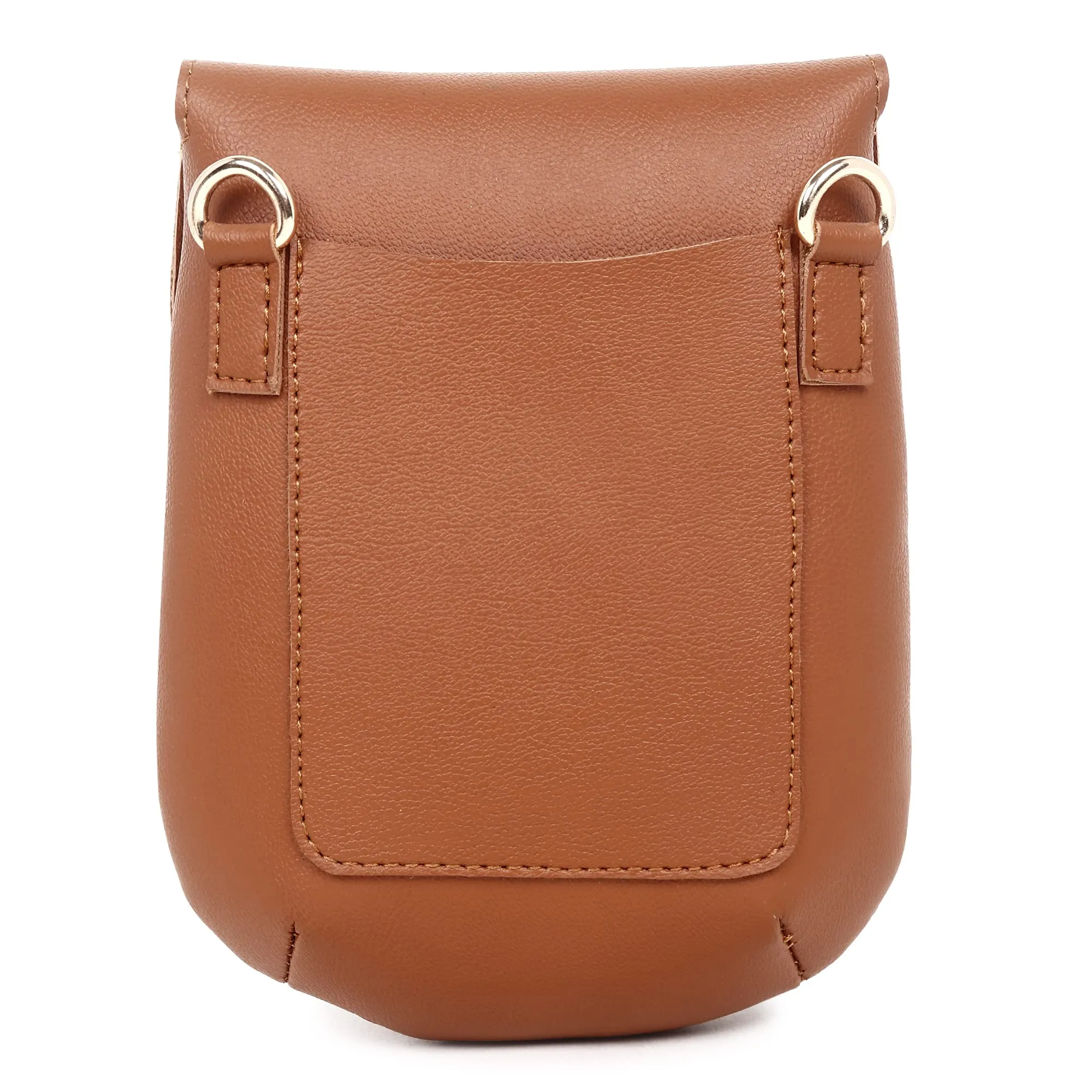 Embroidered Floral Solid Tan Sling Small Mobile Bag Cell Phone Holder Pouch Mini Cross Body For Ladies Girls Women