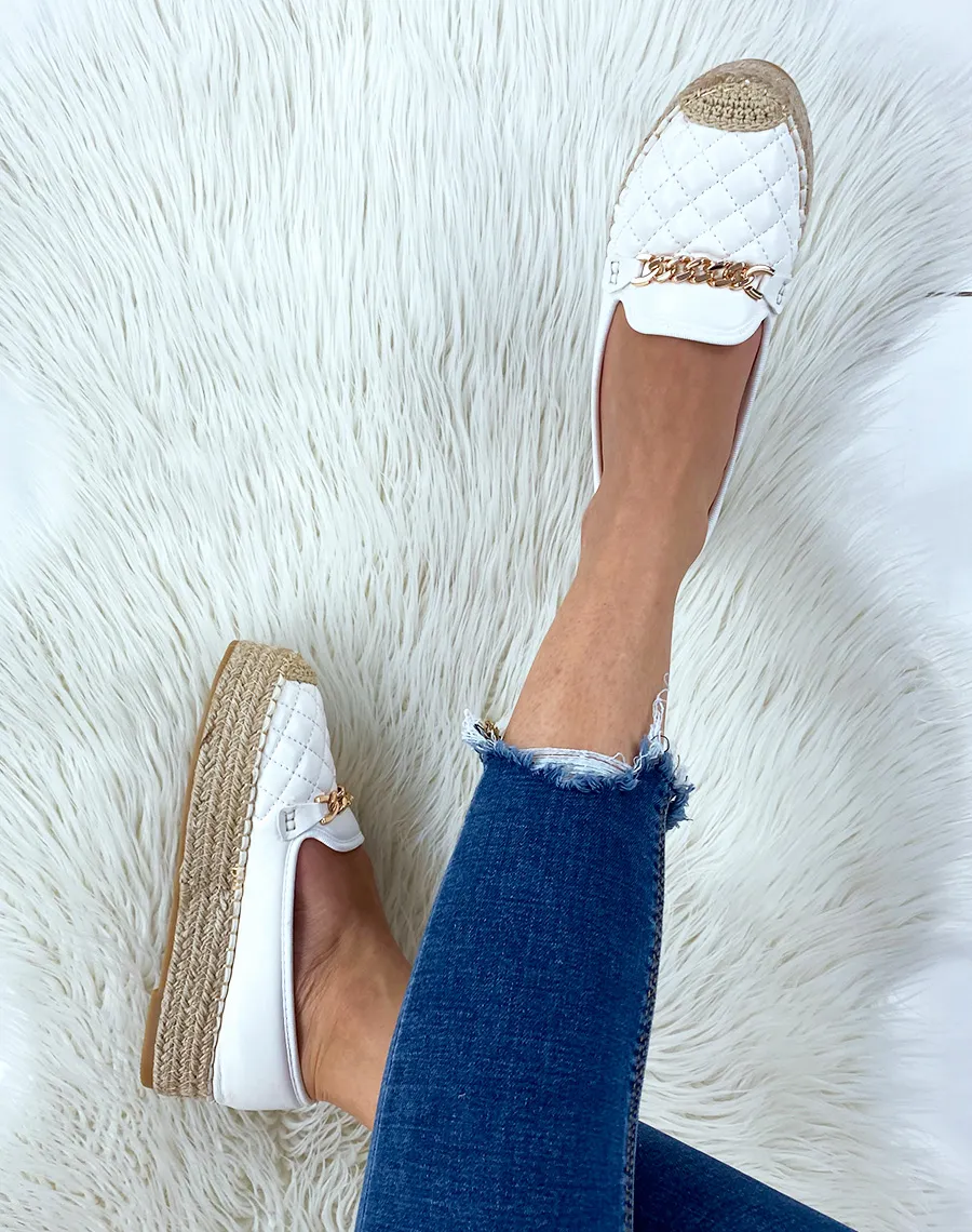 Espadrilles blanches matelassées à plateforme