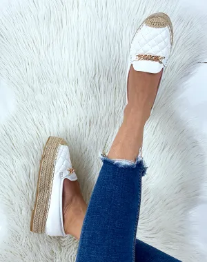 Espadrilles blanches matelassées à plateforme
