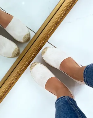 Espadrilles en jute et en suédine beige 