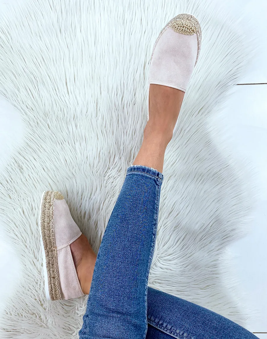 Espadrilles en jute et en suédine beige 