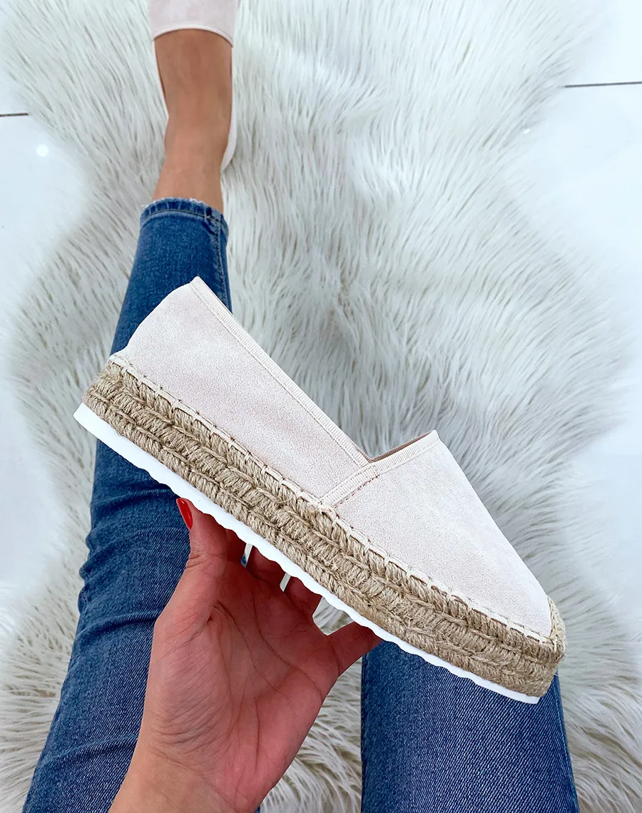 Espadrilles en jute et en suédine beige 