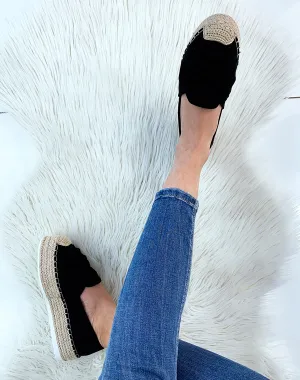 Espadrilles en suédine noire en forme de nud
