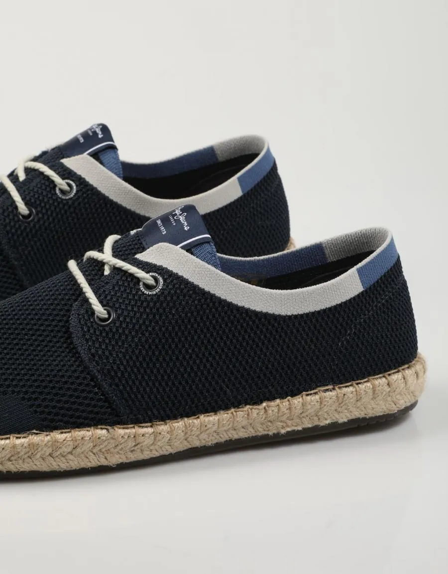  espadrilles PEPE JEANS Tourist Laces Up Knit - Pms10300 en Bleu marine 78413