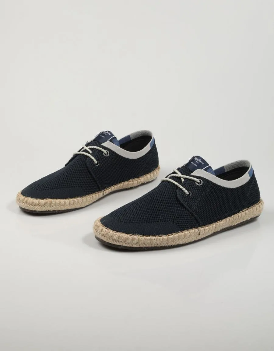  espadrilles PEPE JEANS Tourist Laces Up Knit - Pms10300 en Navy Blue 78413